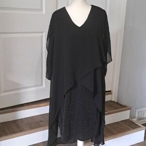 Hanna Nikole Sleeveless Cape Dress  Chiffon Overlay Bodycon Pencil Dress 20W NWT